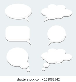 Speech Thought Bubble Set. Isolated Cloud Icons. Think Cartoon Bubbles. Flat Design. Stock Vectors