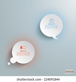 Speech and thought bubbles with halftone on the grey background. Eps 10 vector file.