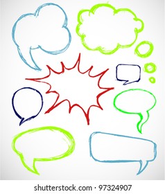 Speech And Thought Bubbles Hand Drawn