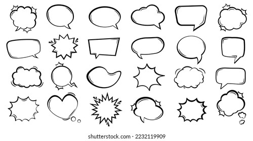 Speech or thought bubbles. Retro empty comic speech bubbles . Vector icon