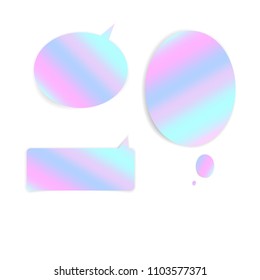 speech and thought bubbles set, unicorn colors. vector illustration