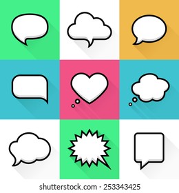Speech and thought bubbles with space for text in flat line style. Elements website, mobile applications