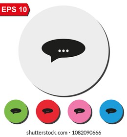 Speech or thought buble flat round colorful vector icon.