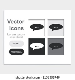 Speech or thought buble placed on web page template flat vector icon.