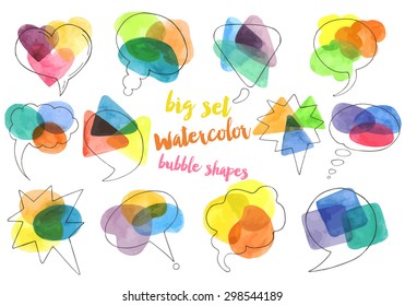 Speech and thought watercolor bubble shapes