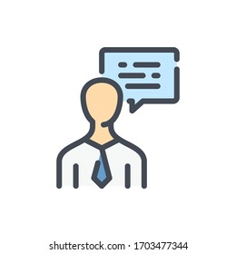 Speech and Thoughts color line icon. Person with chat bubble vector outline colorful sign.