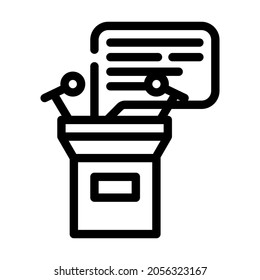 speech from tribune line icon vector. speech from tribune sign. isolated contour symbol black illustration