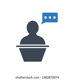 Speech vector graphics solid icon in blue gray color