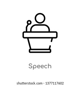 speech vector line icon. Simple element illustration. speech outline icon from strategy concept. Can be used for web and mobile