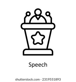 Ilustración de diseño de iconos del contorno del vector de voz. Símbolo de red y comunicación sobre el fondo blanco Archivo EPS 10
