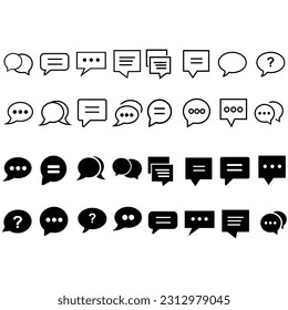 Speech web icon vector set. chat illustrator sign collection. message symbol or logo.