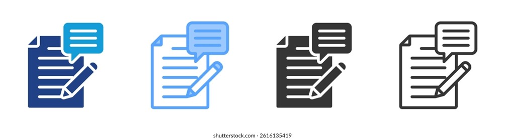 Speech Writing icon set multiple style collection