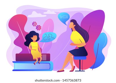 Speech-language Pathologist. Basic Language Skills. Articulation Problem. Speech Therapy, Language Therapy, Improve Language Development Concept. Bright Vibrant Violet Vector Isolated Illustration