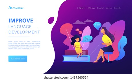 Speech-language Pathologist. Basic Language Skills. Articulation Problem. Speech Therapy, Language Therapy, Improve Language Development Concept. Website Homepage Landing Web Page Template.