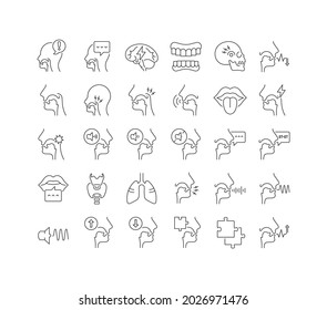 Speech-Language Pathology. Collection of perfectly thin icons for web design, app, and the most modern projects. The kit of signs for category Medicine.