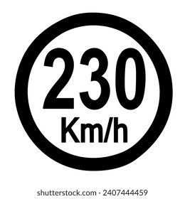 speed 230 kilometre per hour road sign