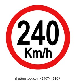 Speed 240 km per hour.road sign