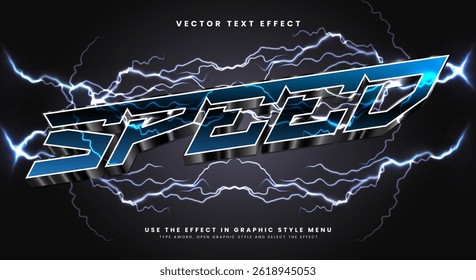 Speed 3D editable text effect Template Suitable for sport and Thunder text style