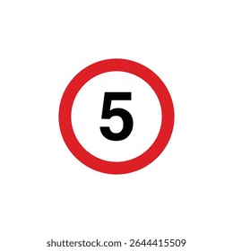 Speed 5mph road sign isolated on white background. Reflective traffic sign symbol modern, simple, vector, icon for website design, mobile app, ui. Vector Illustration