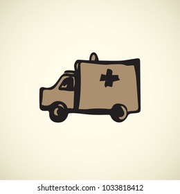 Speed 911 alert traffic delivery on white backdrop. Web outline healthcare logo concept. Freehand linear black ink hand drawn picture emblem sketchy in art retro scribble contour graphic style