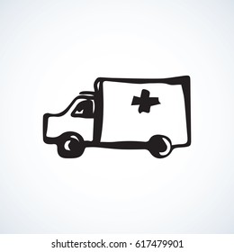 Speed 911 alert traffic delivery isolated on white backdrop. Web outline logo concept. Freehand linear black ink hand drawn picture emblem sketchy in art retro scribble contour graphic style