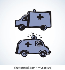 Speed 911 alert traffic delivery isolated on white backdrop. Web outline logo concept. Freehand linear black ink hand drawn picture emblem sketchy in art retro scribble style
