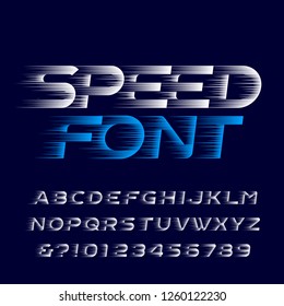 Speed alphabet font. Fast speed effect type letters and numbers. Stock vector typescript for your design. Easy color change.