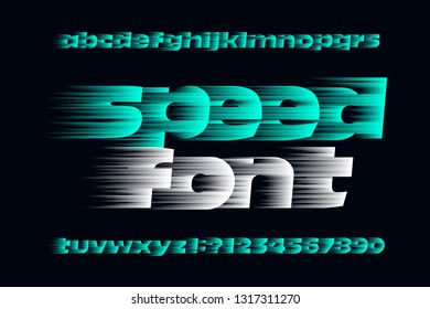 Speed alphabet font. Fast speed effect lowercase letters, numbers and symbols. Stock vector typescript for your design. Easy color change.