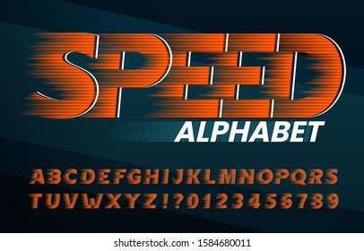 Speed Alphabet Font. High Speed Effect Letters And Numbers. Stock Vector Typescript For Your Typography Design.