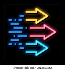 Speed Arrows neon light sign vector. Glowing bright icon Speed Arrows sign. transparent symbol illustration
