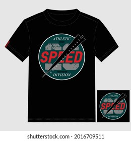 Speed Athletic,Sport Division,text,lettering, Stylish Typographic Graphic T shirt Print Vector Illustration Design