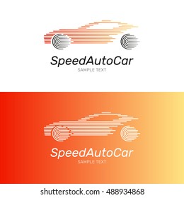 Speed Auto Car logo design template. Bright vector logotype icon with color strips. Simple and clear badge sign in flat style