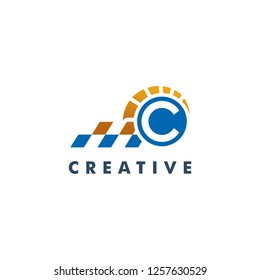 Speed auto logo template, Letter C icon design vector illustration