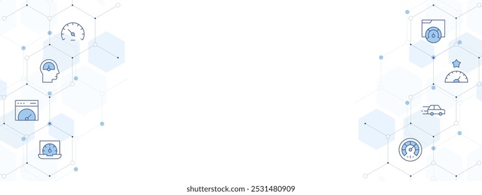 Speed Banner Vector Illustration with Two-sided Icon Style. Line Duotone icon. Containing performance, high speed, speed, speedometer, car, speed test.