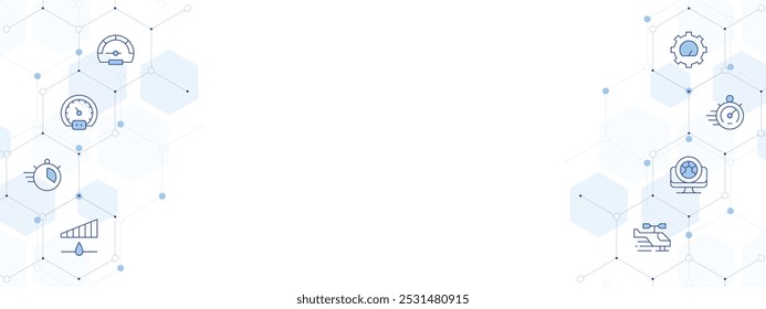 Speed Banner Vector Illustration with Two-sided Icon Style. Line Duotone icon. Containing helicopter, performance, speedometer, process, gas, speed, time.