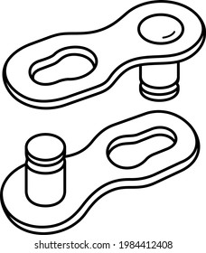 Speed bicycle chain link. Vector outline illustration.