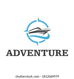 speed boat and adventure logo  icon and illustration