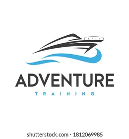 speed boat and adventure logo  icon and illustration