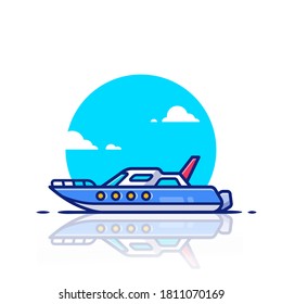 Speed Boat Cartoon Vector Icon Illustration. Water Transportation Icon Concept Isolated Premium Vector. Flat Cartoon Style