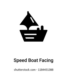 Speed Boat Facing Right icon vector isolated on white background, logo concept of Speed Boat Facing Right sign on transparent background, filled black symbol
