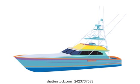 speed boat, fishing boat vector illustration pop art color