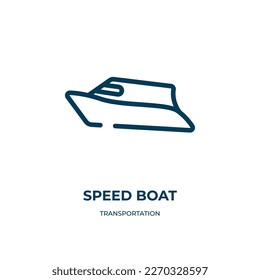 Speed boat icon. Linear vector illustration from transportation collection. Outline speed boat icon vector. Thin line symbol for use on web and mobile apps, logo, print media.