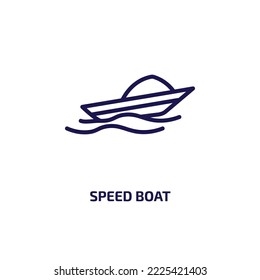 speed boat icon from nautical collection. Thin linear speed boat, ship, marine outline icon isolated on white background. Line vector speed boat sign, symbol for web and mobile