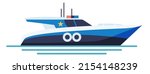 Speed boat icon. Nautical patrol ship Water police