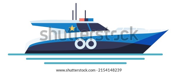 Speed boat
icon. Nautical patrol ship Water
police
