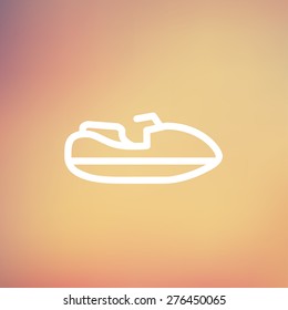 Speed boat icon thin line for web and mobile, modern minimalistic flat design. Vector white icon on gradient mesh background.