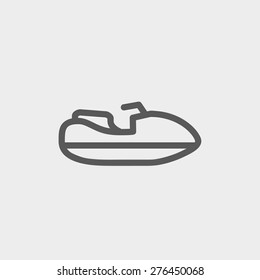 Speed boat icon thin line for web and mobile, modern minimalistic flat design. Vector dark grey icon on light grey background.
