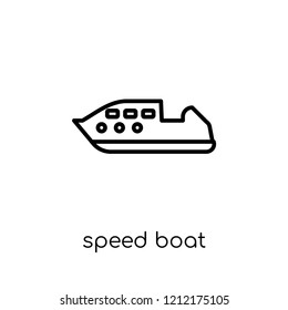 Speed boat icon. Trendy modern flat linear vector Speed boat icon on white background from thin line Nautical collection, editable outline stroke vector illustration