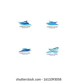 Speed Boat Logo, Logo collection set, Concept design, Symbol, Icon