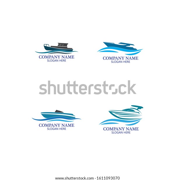 Speed Boat Logo Logo Collection Set Stock Vector (Royalty Free ...